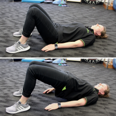 An Exercise Physiologist at Your Health Hub doing glute bridges